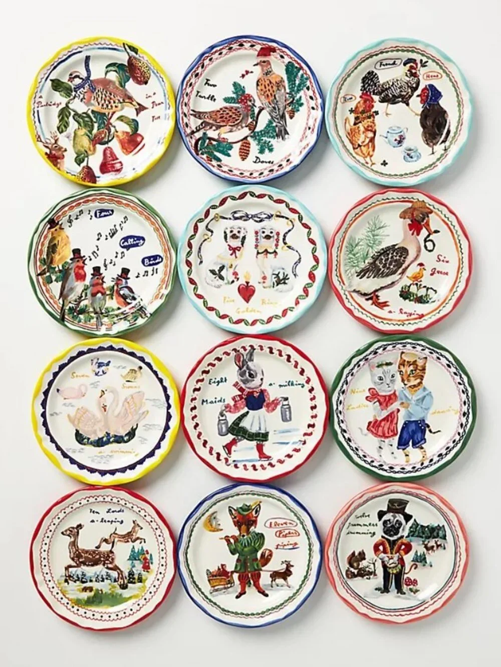 Anthropologie Nathalie Lete 12 Days Of Christmas 7 Swans Swimming plate